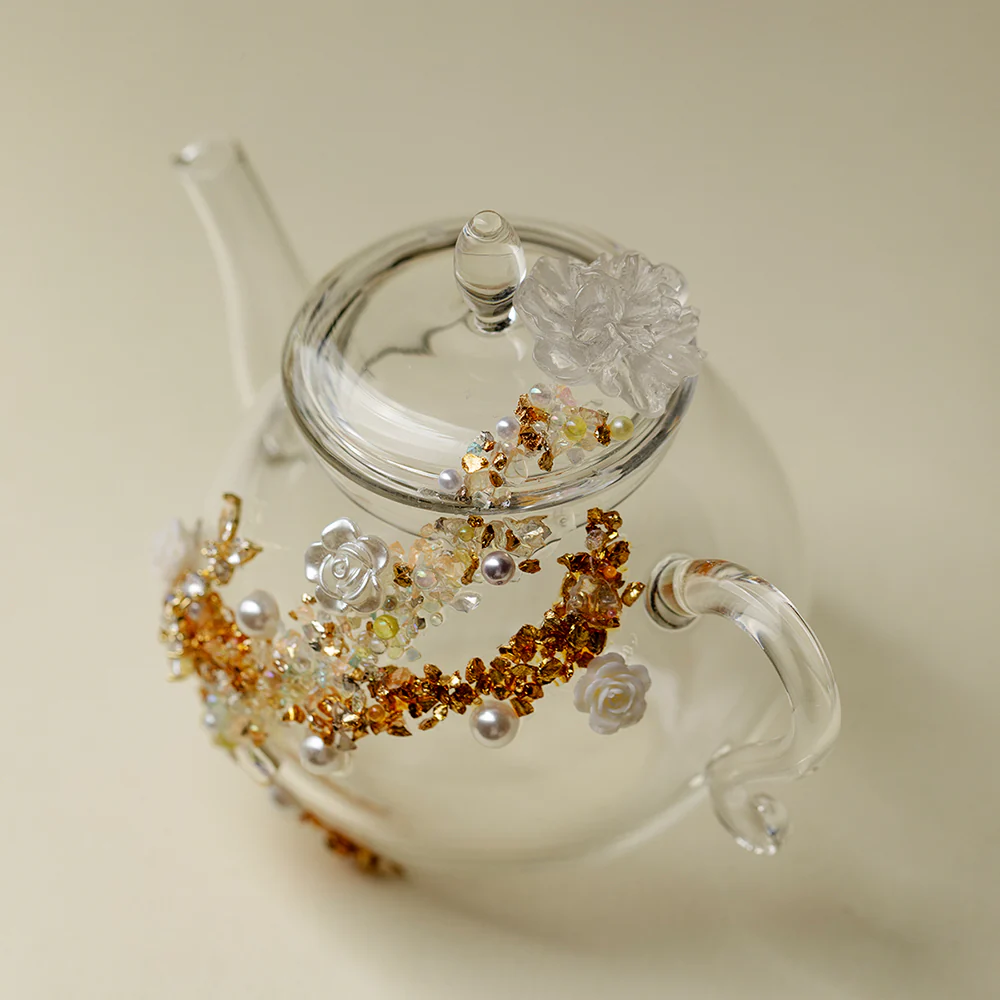 Sunset And White Rose Borosilicate Glass Teapot - Image 3