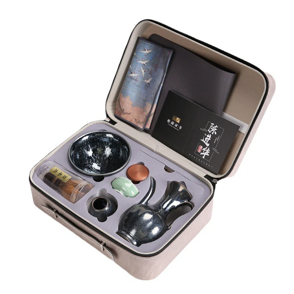 Tenmoku Matcha Green Tea Set With Travel Bag - Image 6