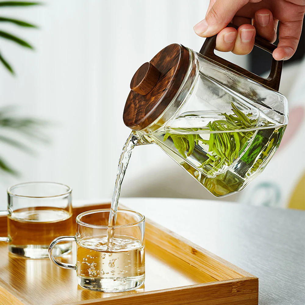 Thickened Glass Wooden Handle Teapot - Image 4