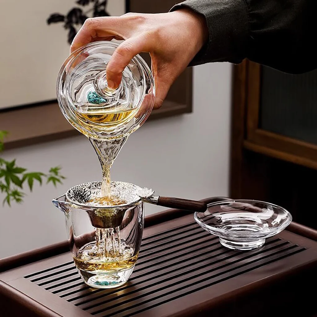 Turquoise High Borosilicate Glass Gaiwan Tea Set - Image 5