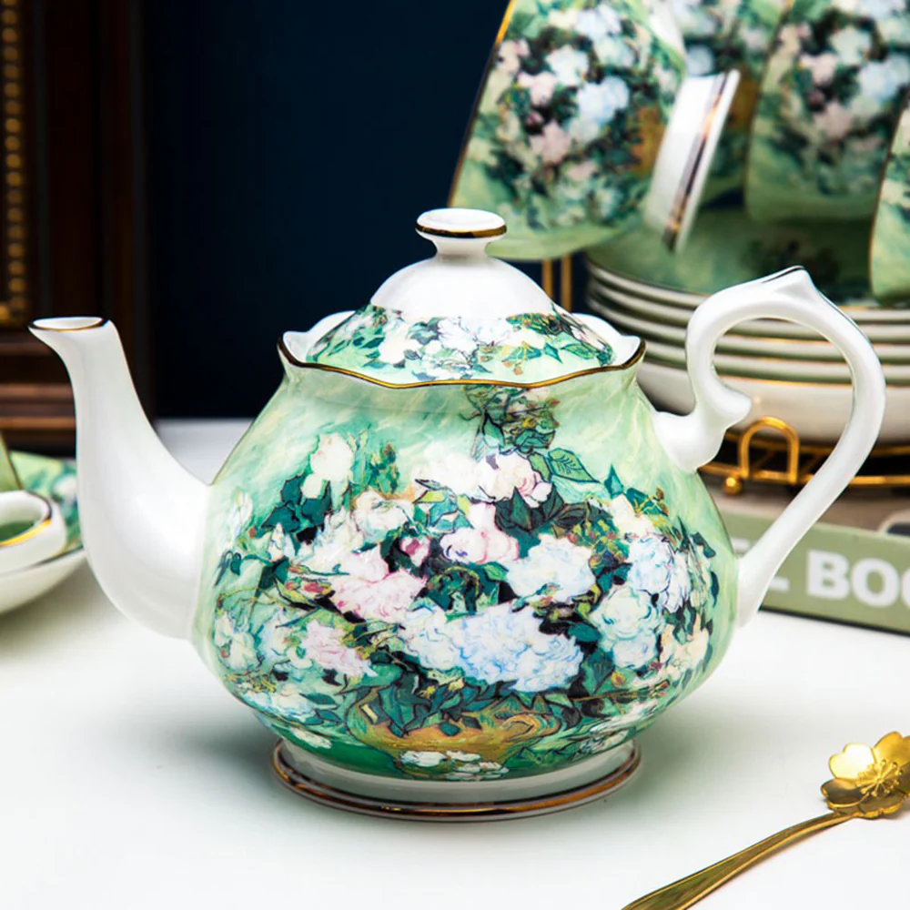 Van Gogh White Rose Bone China Tea Set - Image 2