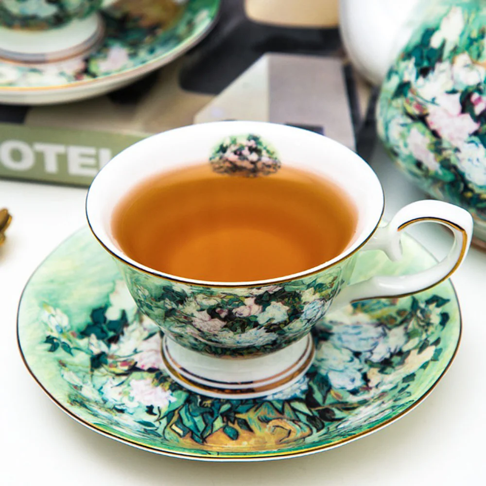 Van Gogh White Rose Bone China Tea Set - Image 3