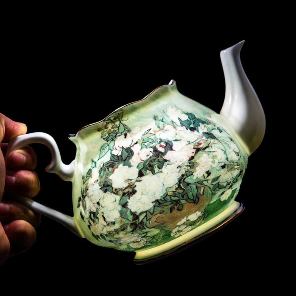 Van Gogh White Rose Bone China Tea Set - Image 5