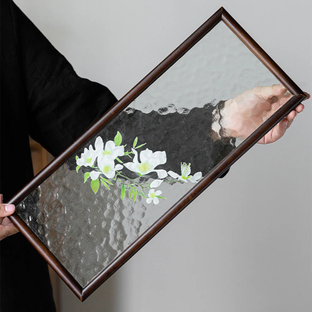 Walnut Glass Ripple Tea Tray - Image 5