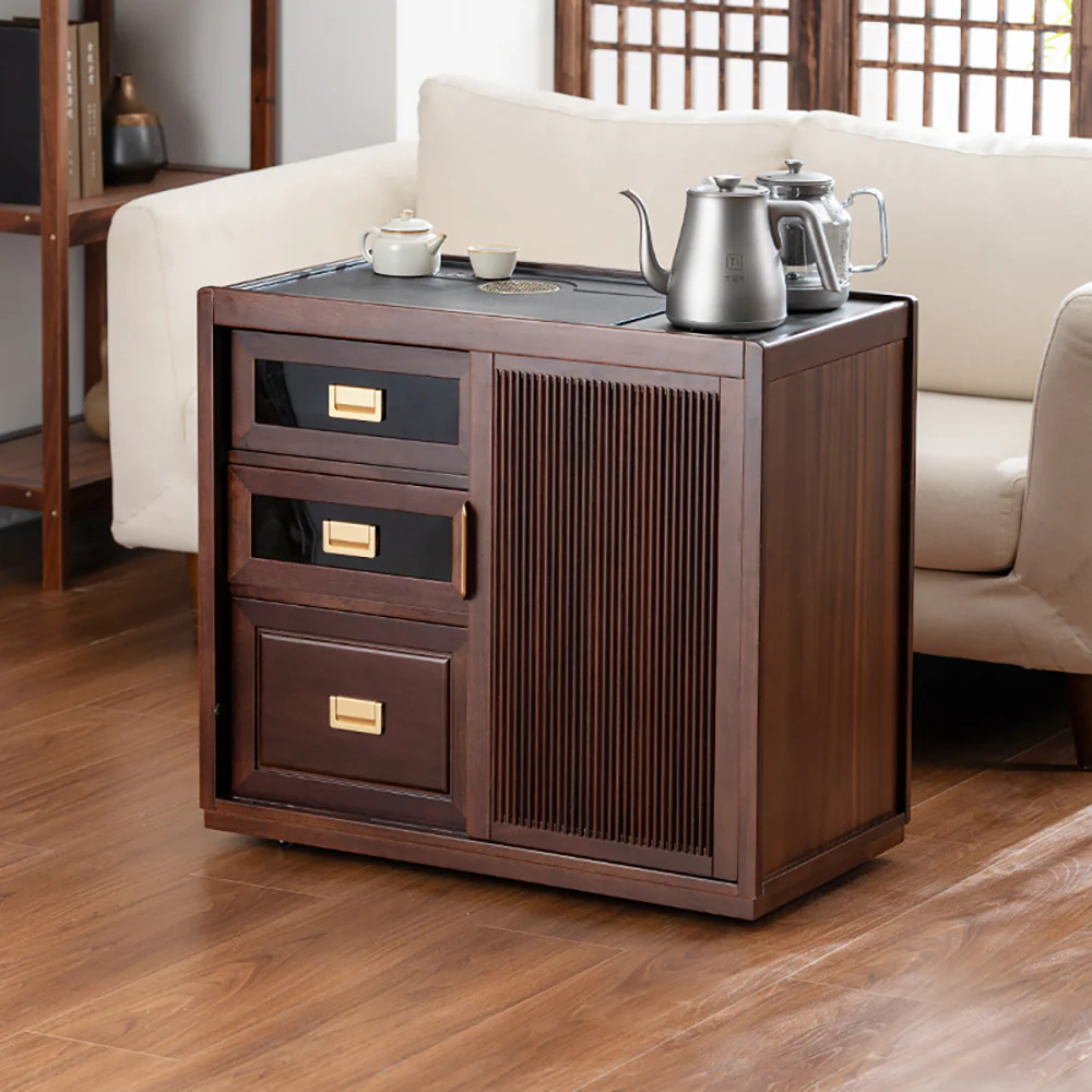 Walnut Integrated Movable Tea Table - Image 4