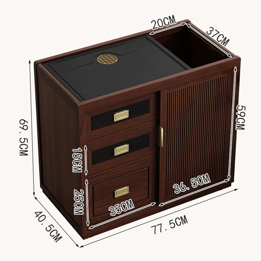 Walnut Integrated Movable Tea Table - Image 7