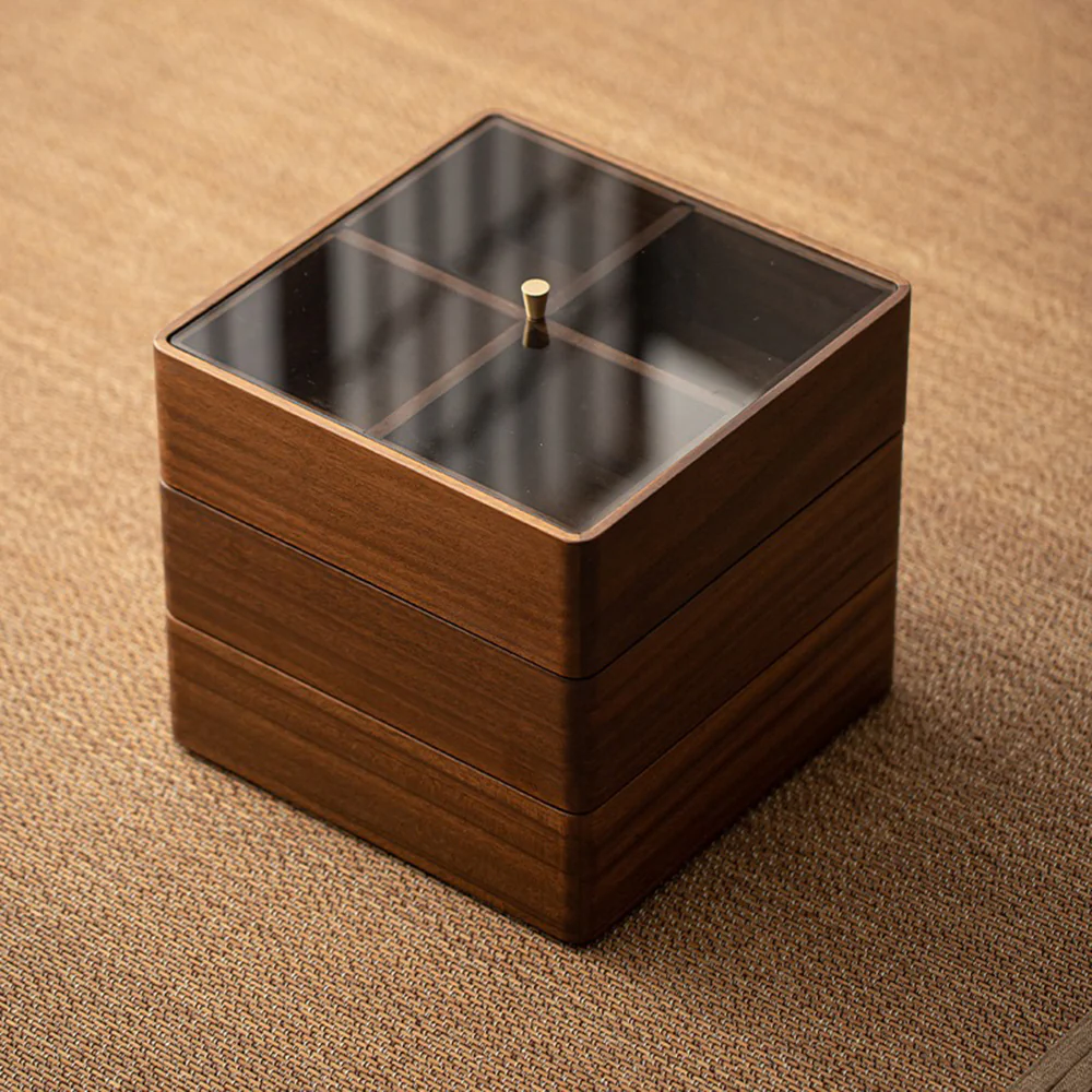 Walnut Partition Solid Wood Storage Box - Image 4