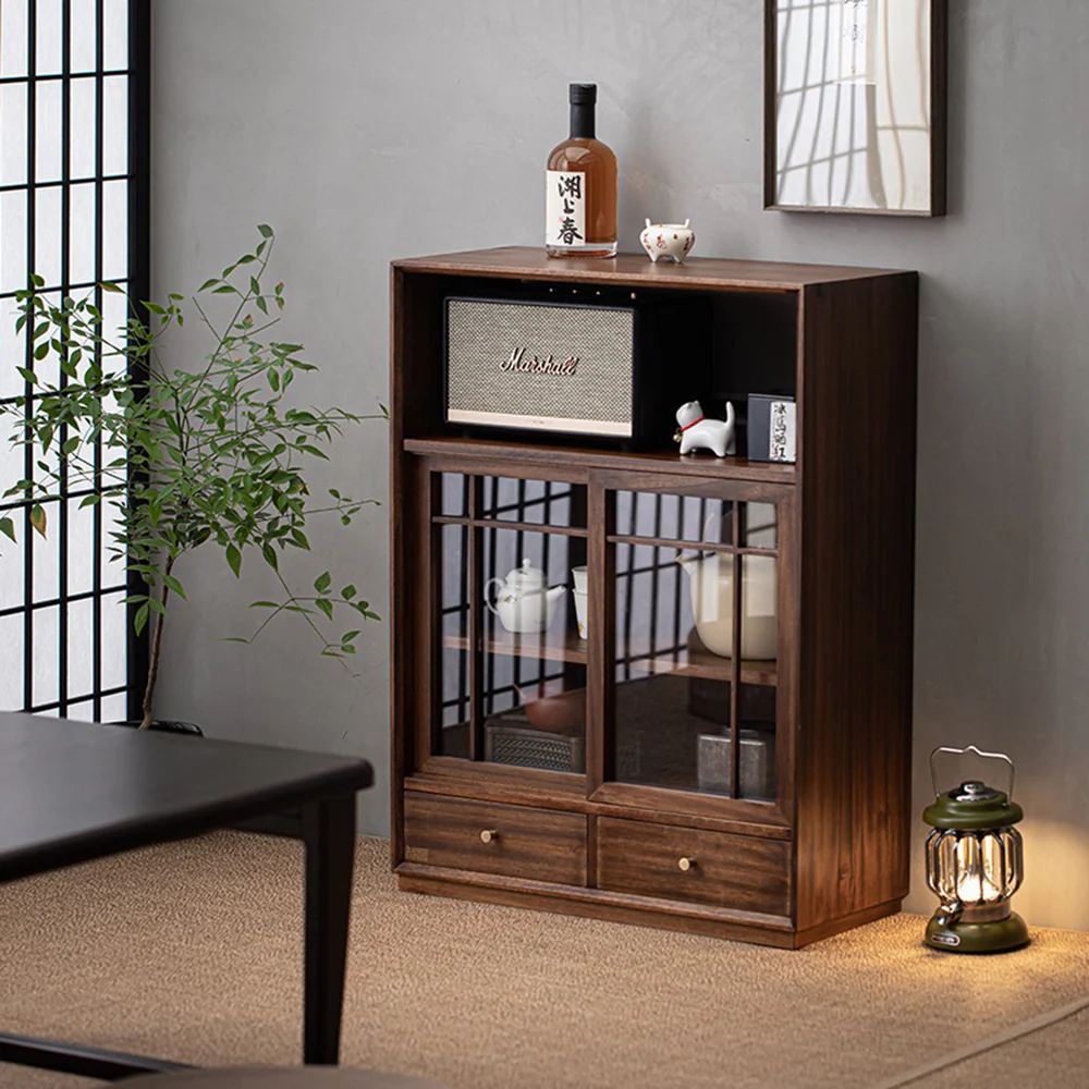 Walnut Solid Wood Display Cabinet Shelf - Image 2