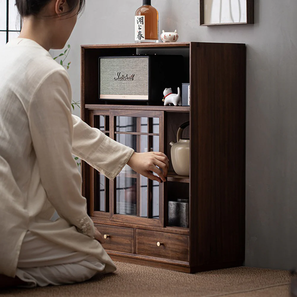 Walnut Solid Wood Display Cabinet Shelf - Image 3