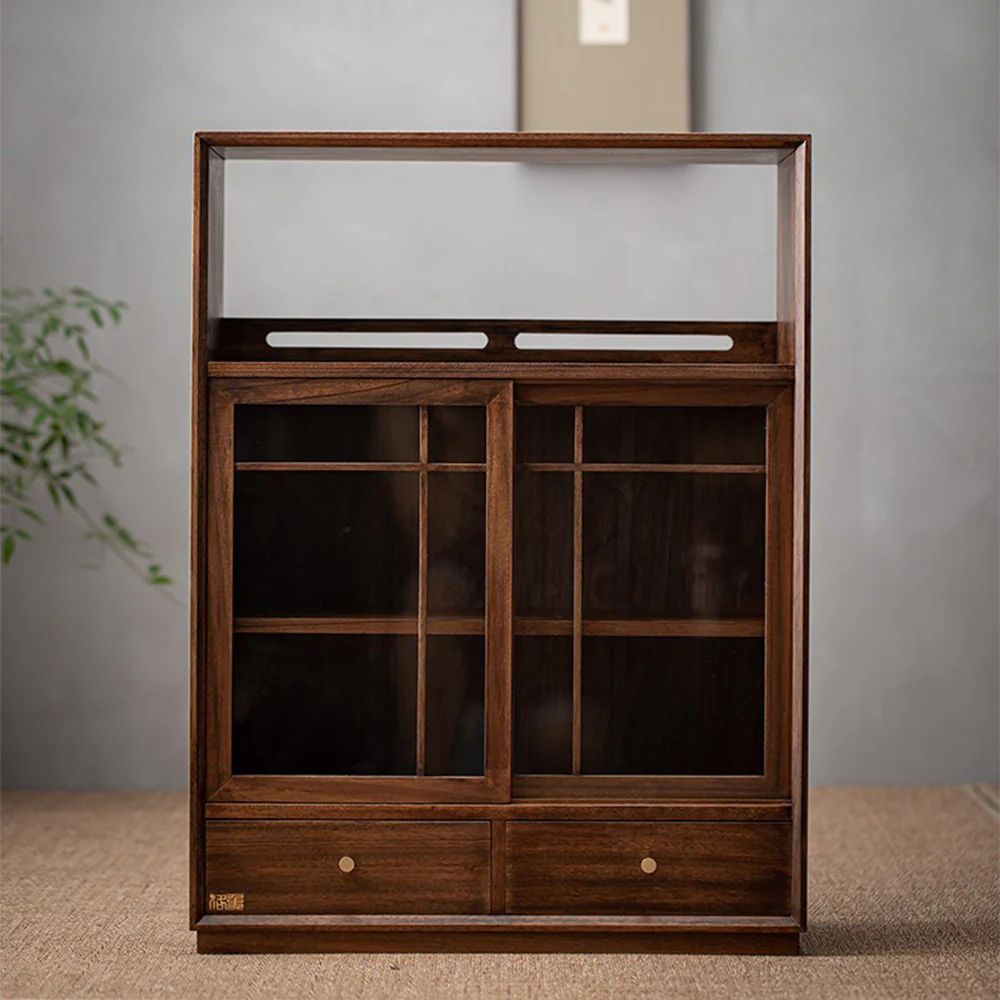 Walnut Solid Wood Display Cabinet Shelf - Image 4