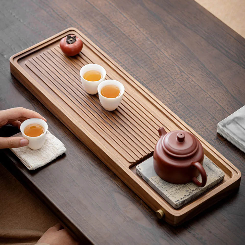 Walnut Tea Tray With Stone Painting - Image 2
