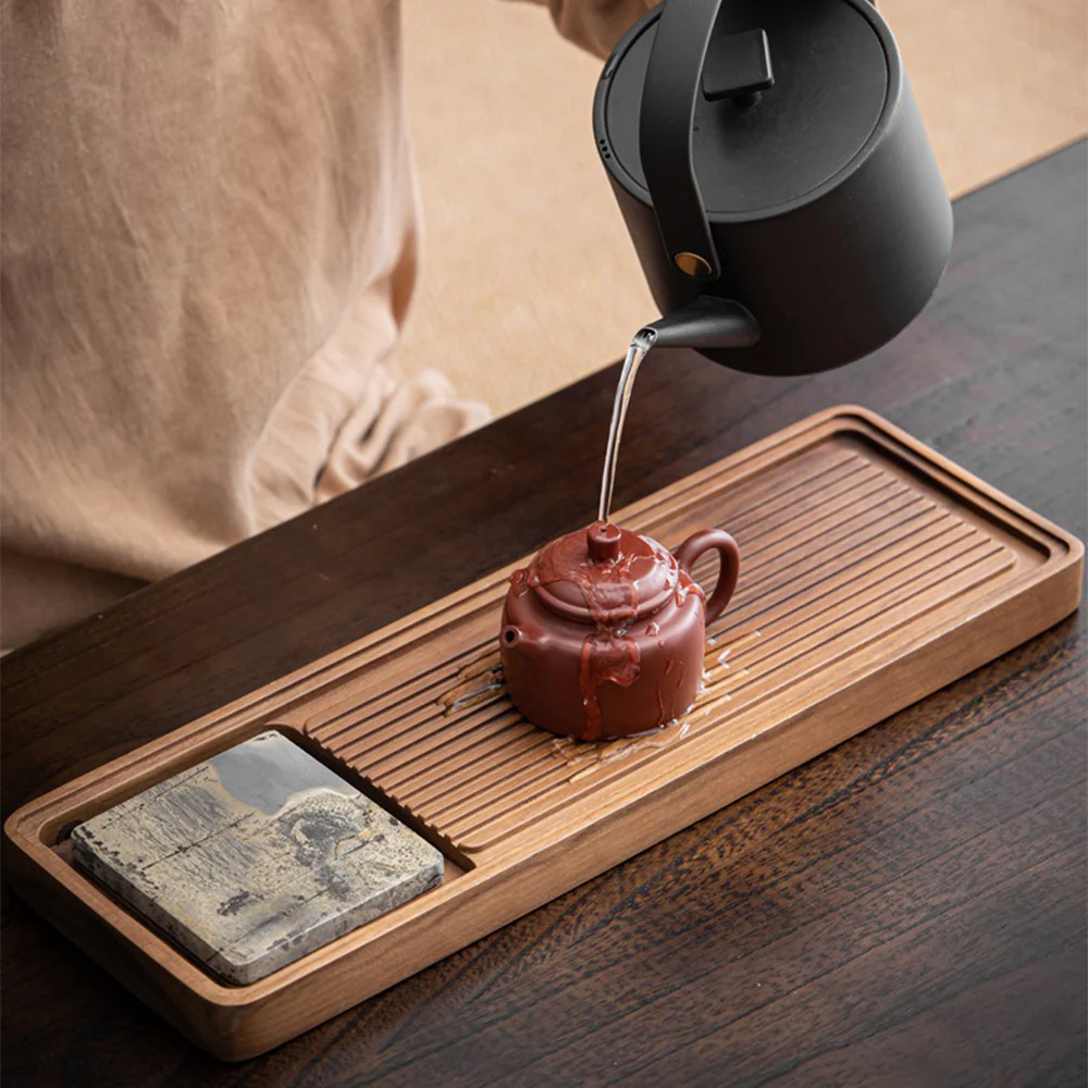 Walnut Tea Tray With Stone Painting - Image 3