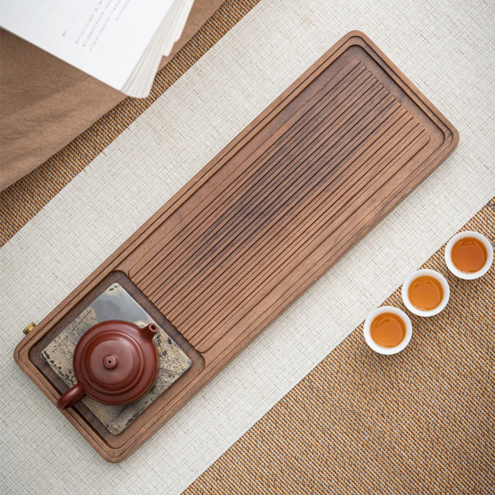 Walnut Tea Tray With Stone Painting - Image 4