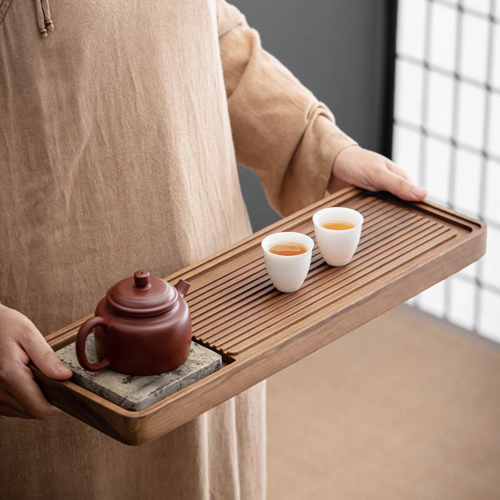 Walnut Tea Tray With Stone Painting - Image 5
