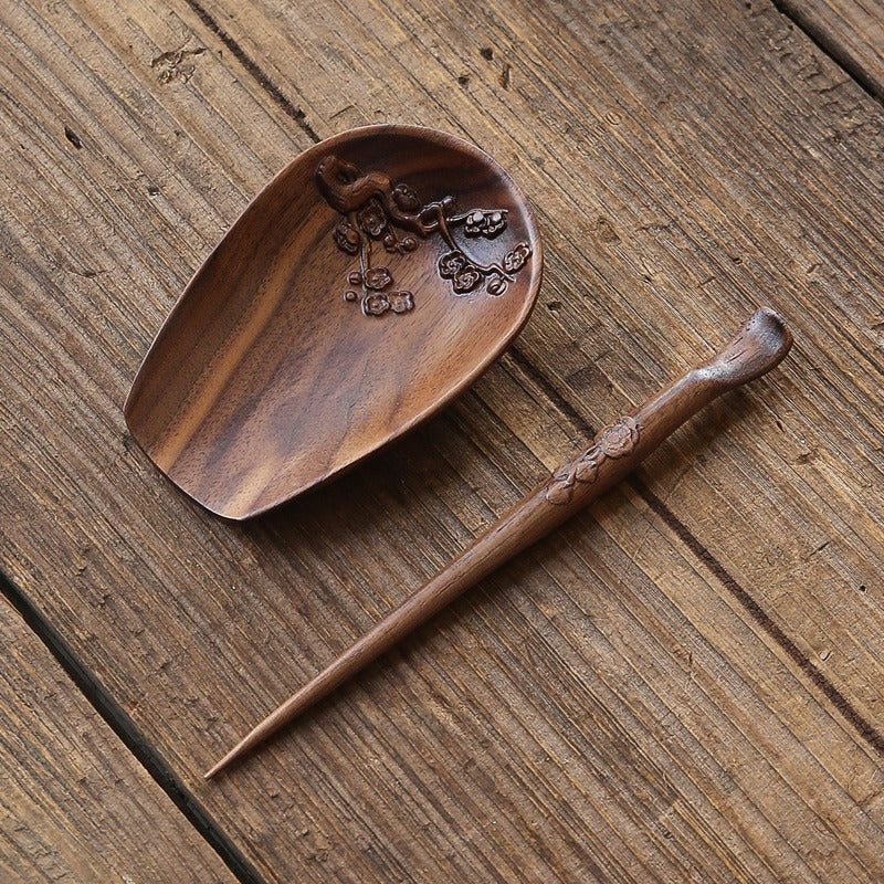 Walnut Wood Cha He With Tea Needle - Image 7