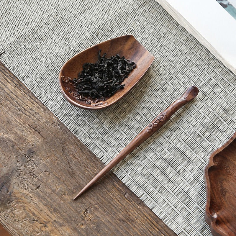 Walnut Wood Cha He With Tea Needle - Image 8