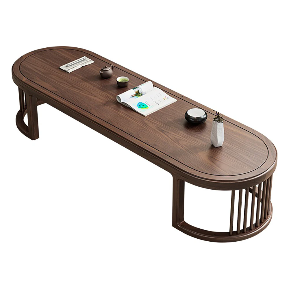Walnut Wood Japanese Style Low Tea Table Set - Image 4