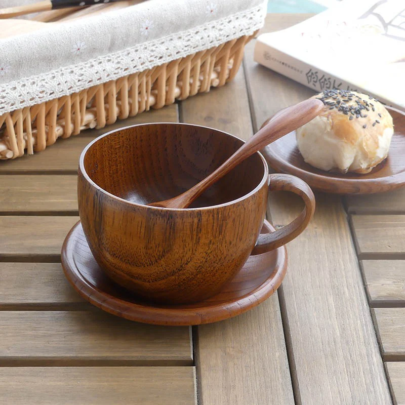 Wooden Tea Cup With Saucer And Spoon (Set of 2) - Image 5