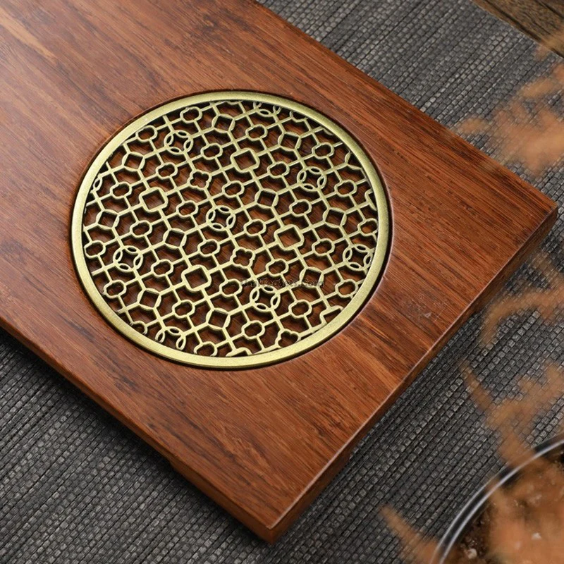 Wooden Tea Tray With Copper Stand - Image 4