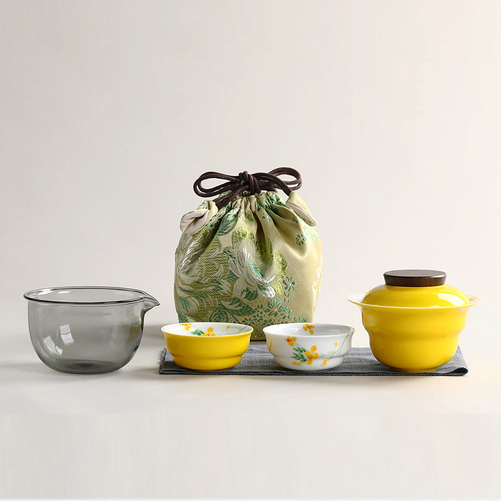 Yellow Rapeseed Flowers Travel Tea Set - Image 2