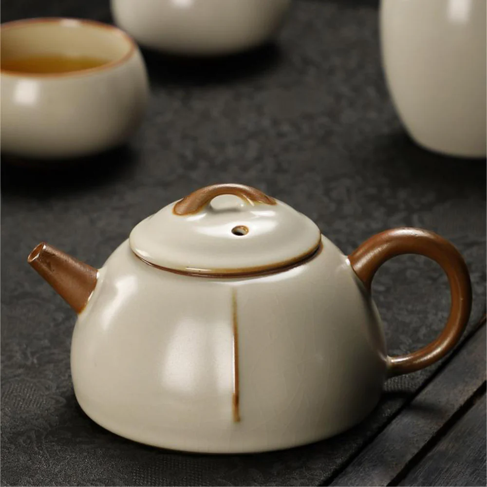 Yellow Ruyao Tea Set With Black Stone Tea Tray - Image 3