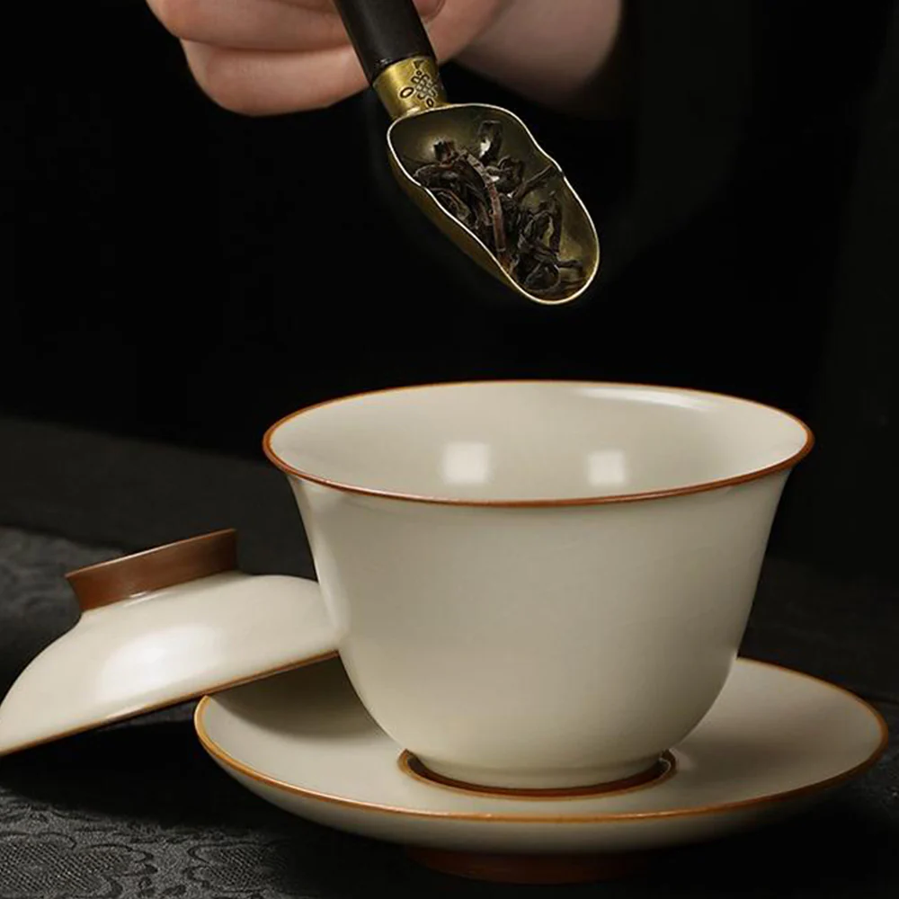 Yellow Ruyao Tea Set With Black Stone Tea Tray - Image 4
