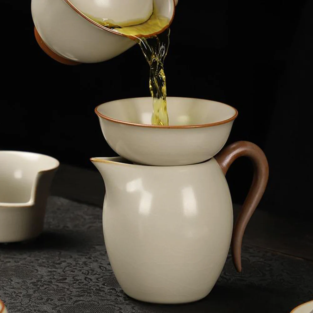 Yellow Ruyao Tea Set With Black Stone Tea Tray - Image 5