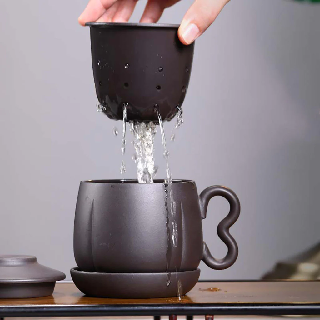 Yixing Black Clay Tea Cup With Infuser - Image 4