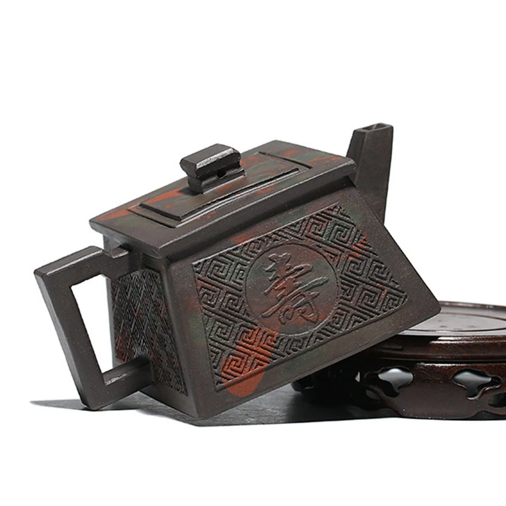 Yixing Clay Happiness Longevity Square Teapot - Image 2