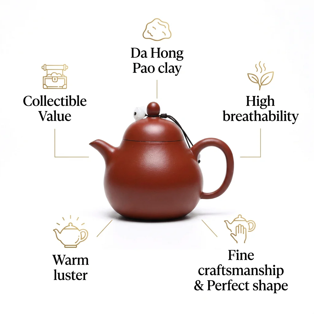 Yixing Da Hong Pao Clay Pear Teapot - Image 2