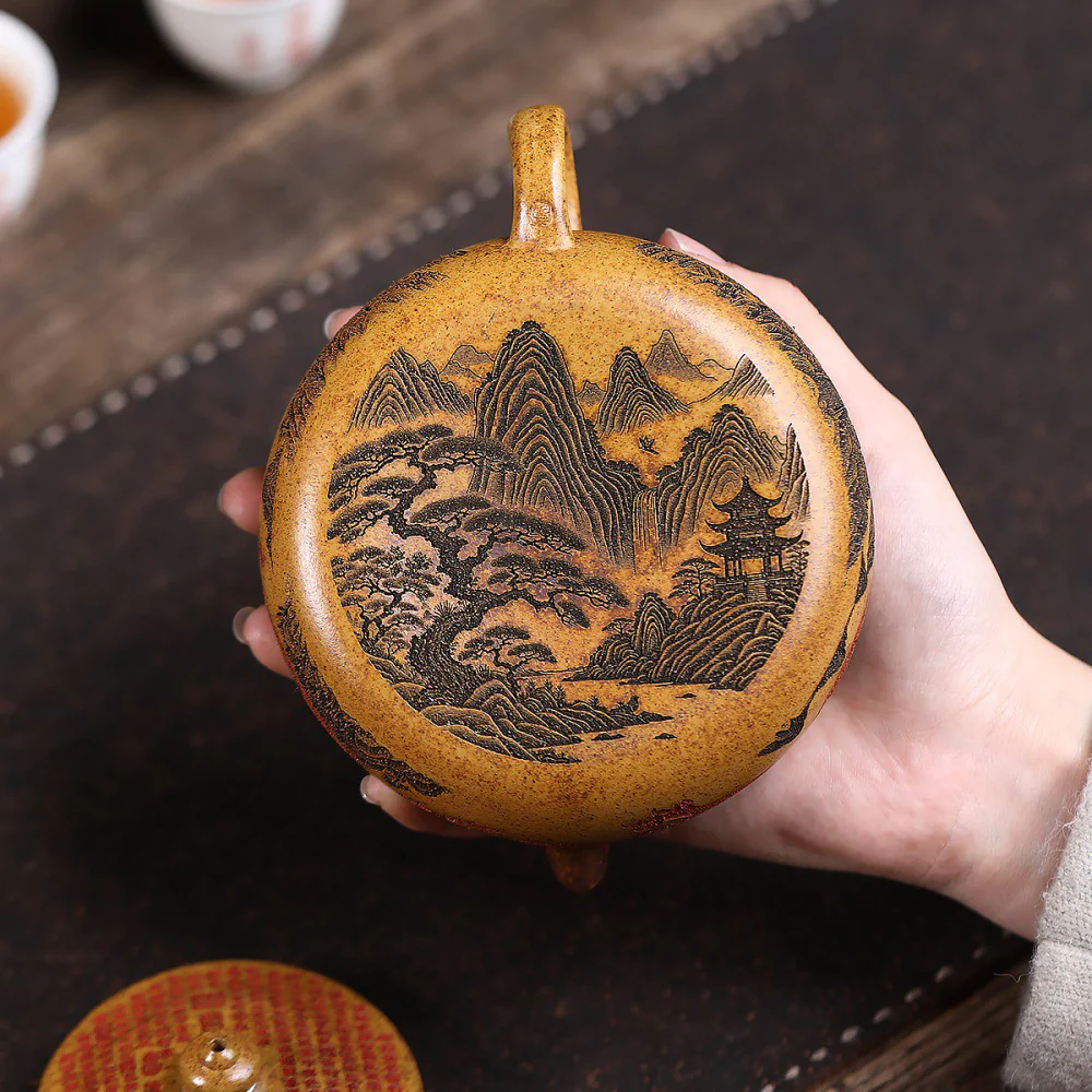 Yixing Dragon Bone Gold Sand Dragon Teapot - Image 4