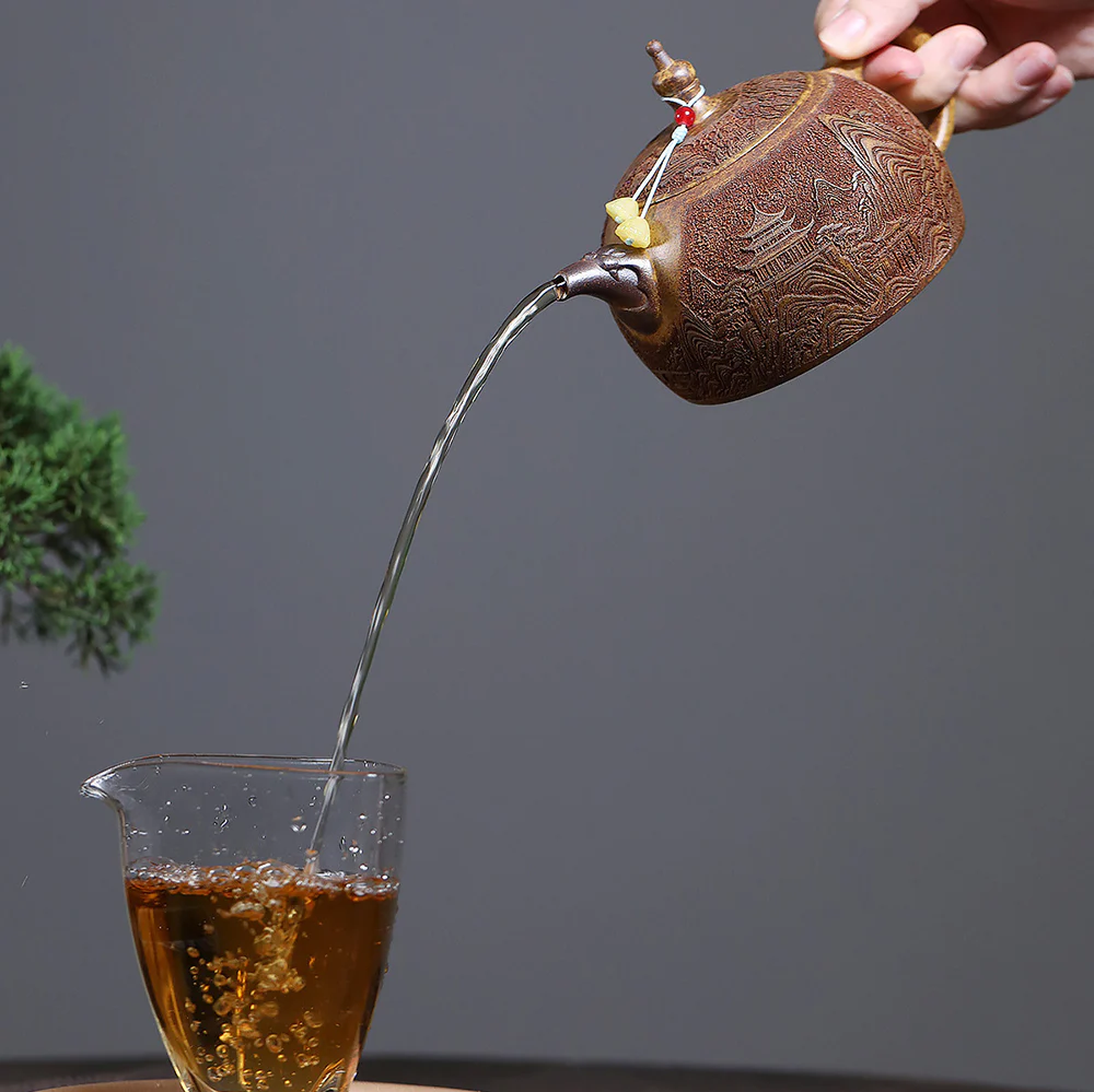 Yixing Dragon Bone Gold Sand Landscape Teapot - Image 6