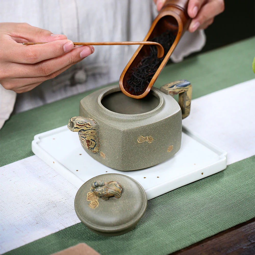 Yixing Green Clay Elephant Teapot - Image 9
