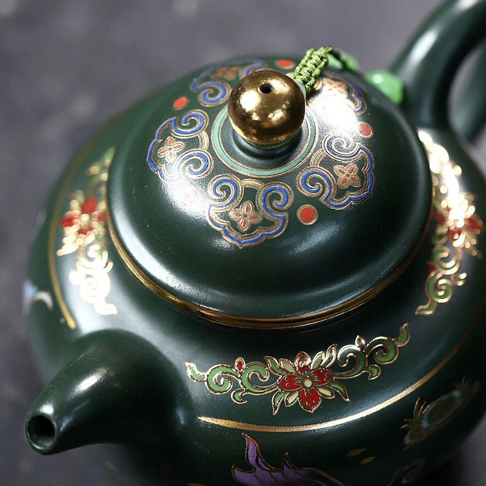Yixing Green Clay Goldfish Duo Qiu Teapot - Image 4