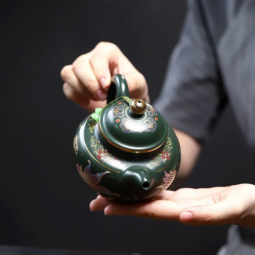 Yixing Green Clay Goldfish Duo Qiu Teapot - Image 6