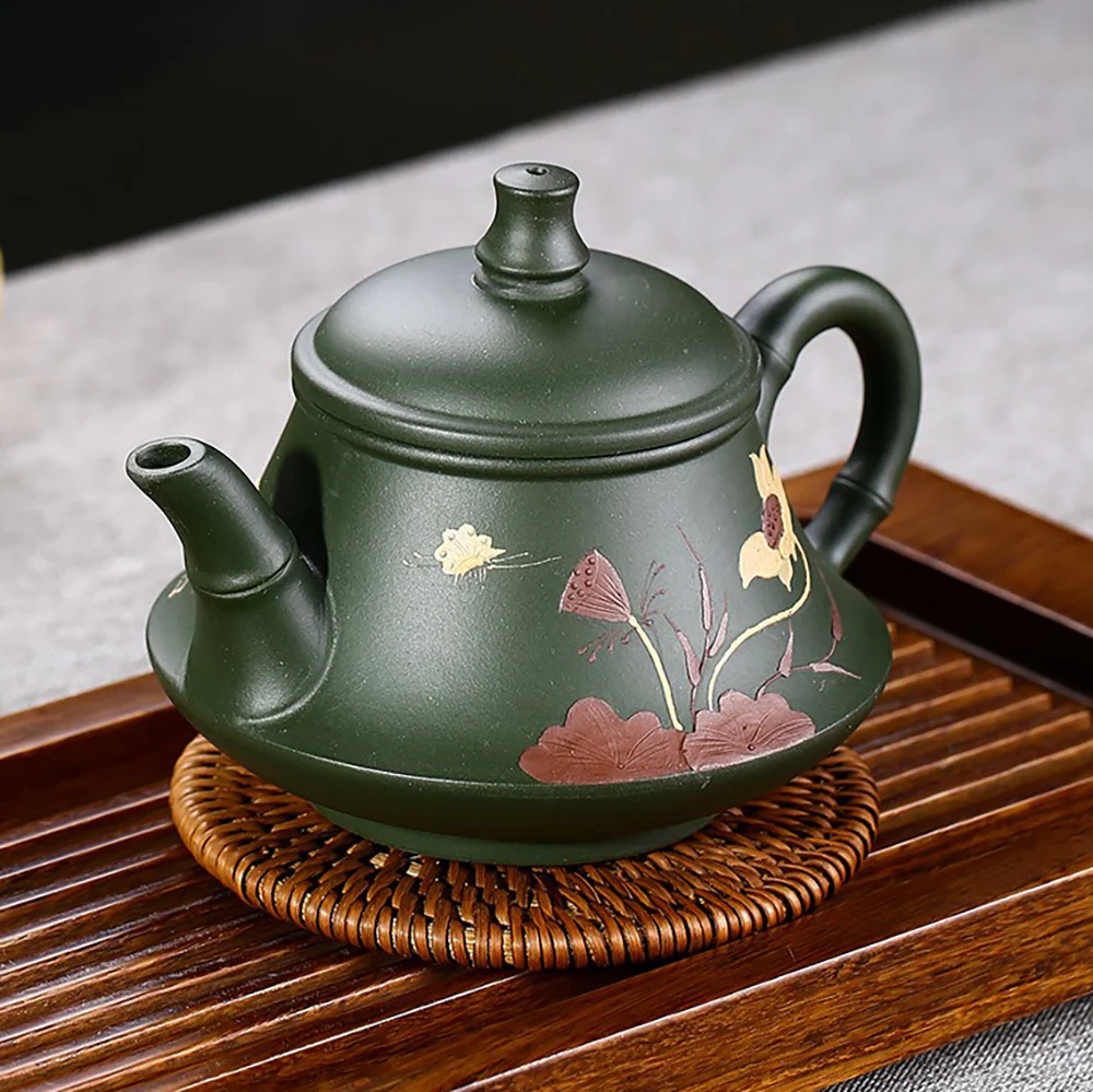 Yixing Green Clay Lotus Teapot - Image 2