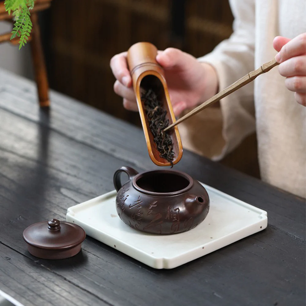 Yixing Purple Clay Calligraphy Carving Teapot - Image 5