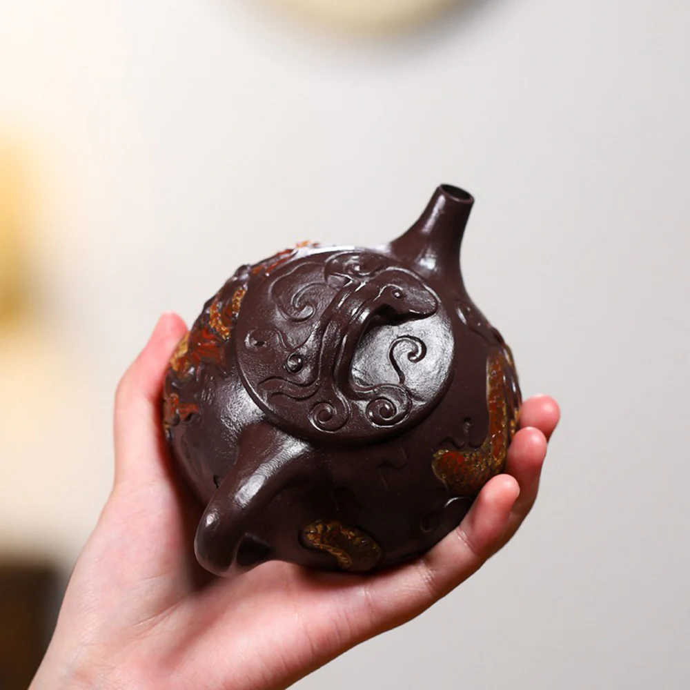 Yixing Purple Clay Dragon Shipiao Teapot - Image 2