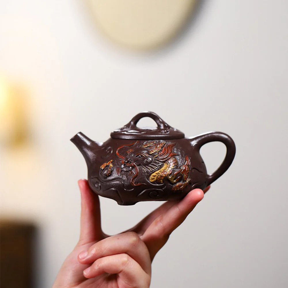 Yixing Purple Clay Dragon Shipiao Teapot - Image 3
