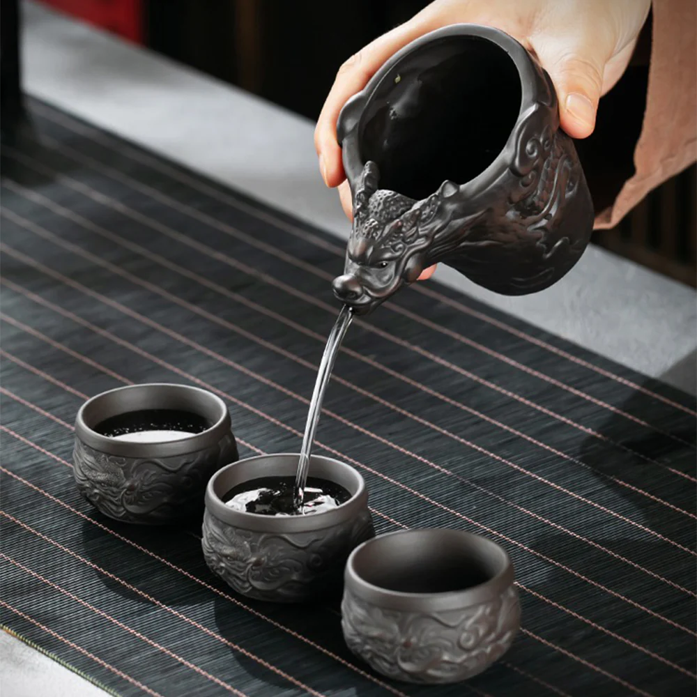 Yixing Purple Clay Dragon Tea Set - Image 3