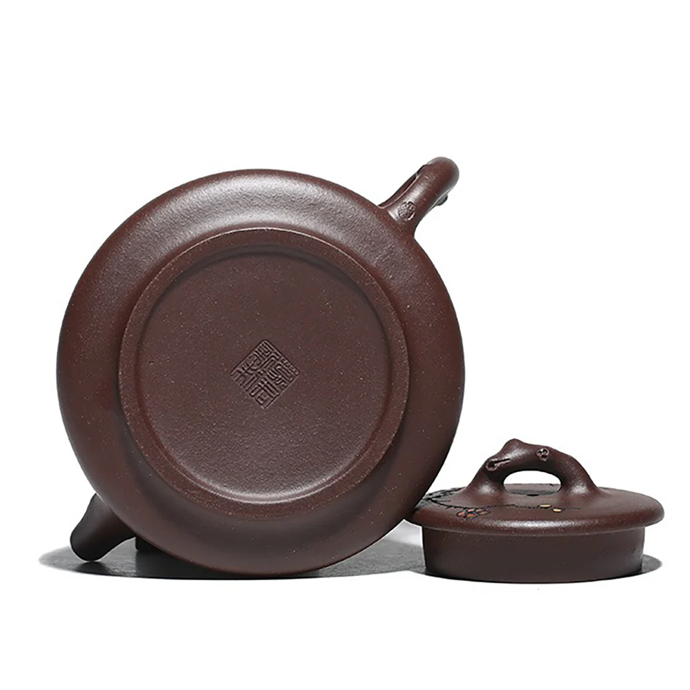 Yixing Purple Clay Hand-carved Plum Blossom Teapot - Image 5
