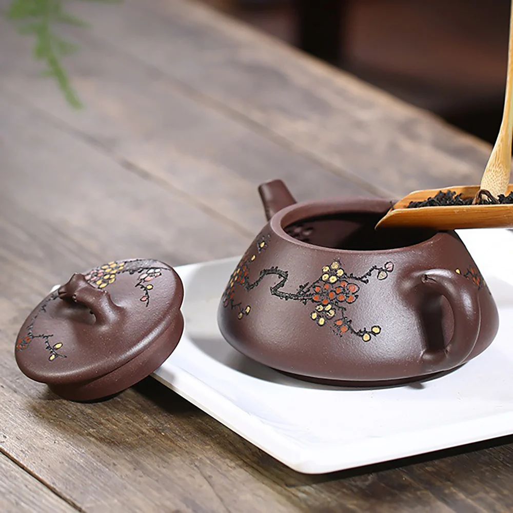 Yixing Purple Clay Hand-carved Plum Blossom Teapot - Image 6