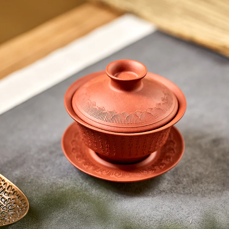 Yixing Purple Clay Heart Sutra Gaiwan - Image 12