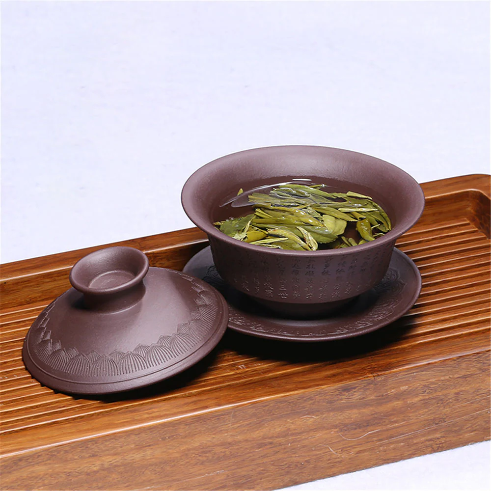 Yixing Purple Clay Heart Sutra Gaiwan - Image 3