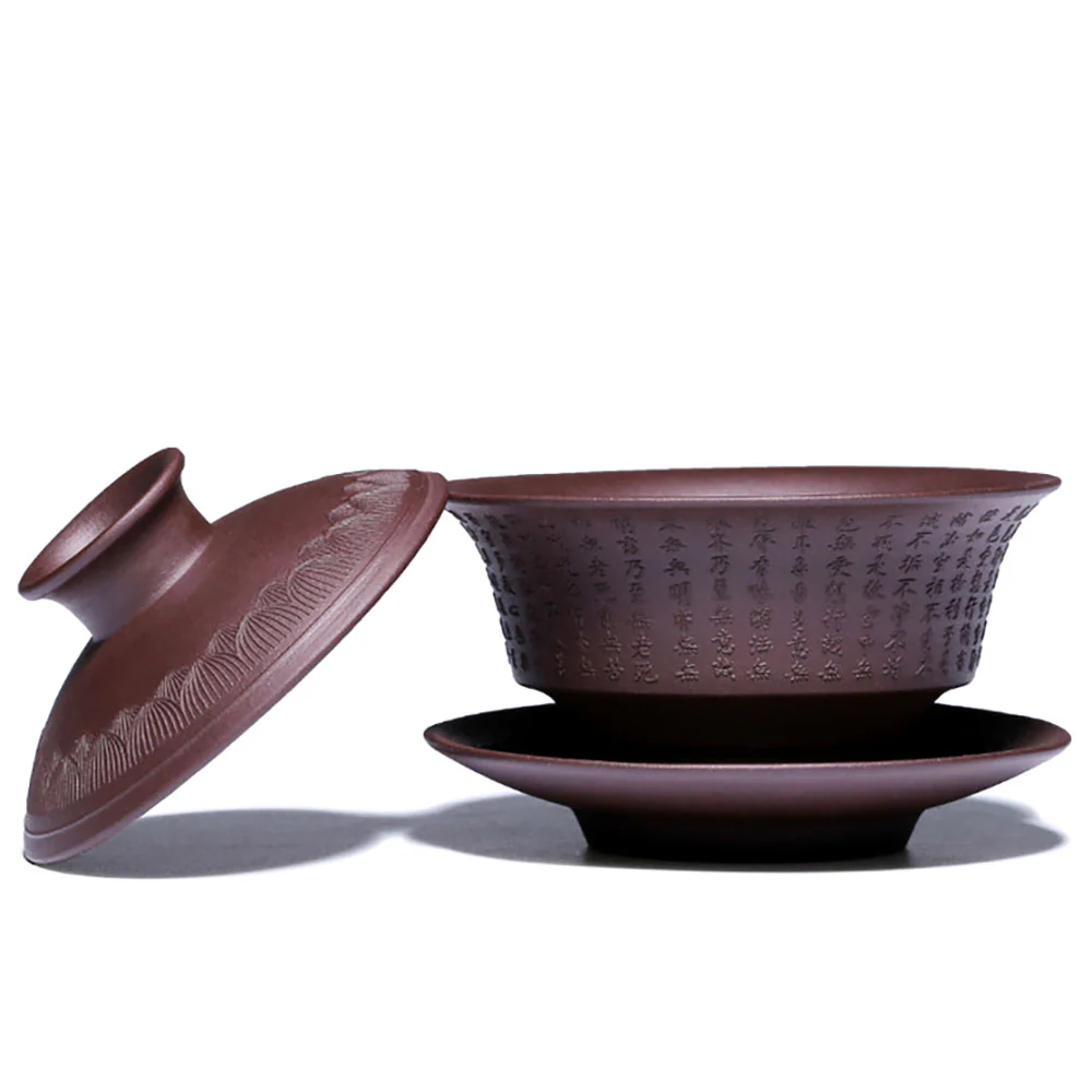 Yixing Purple Clay Heart Sutra Gaiwan - Image 4