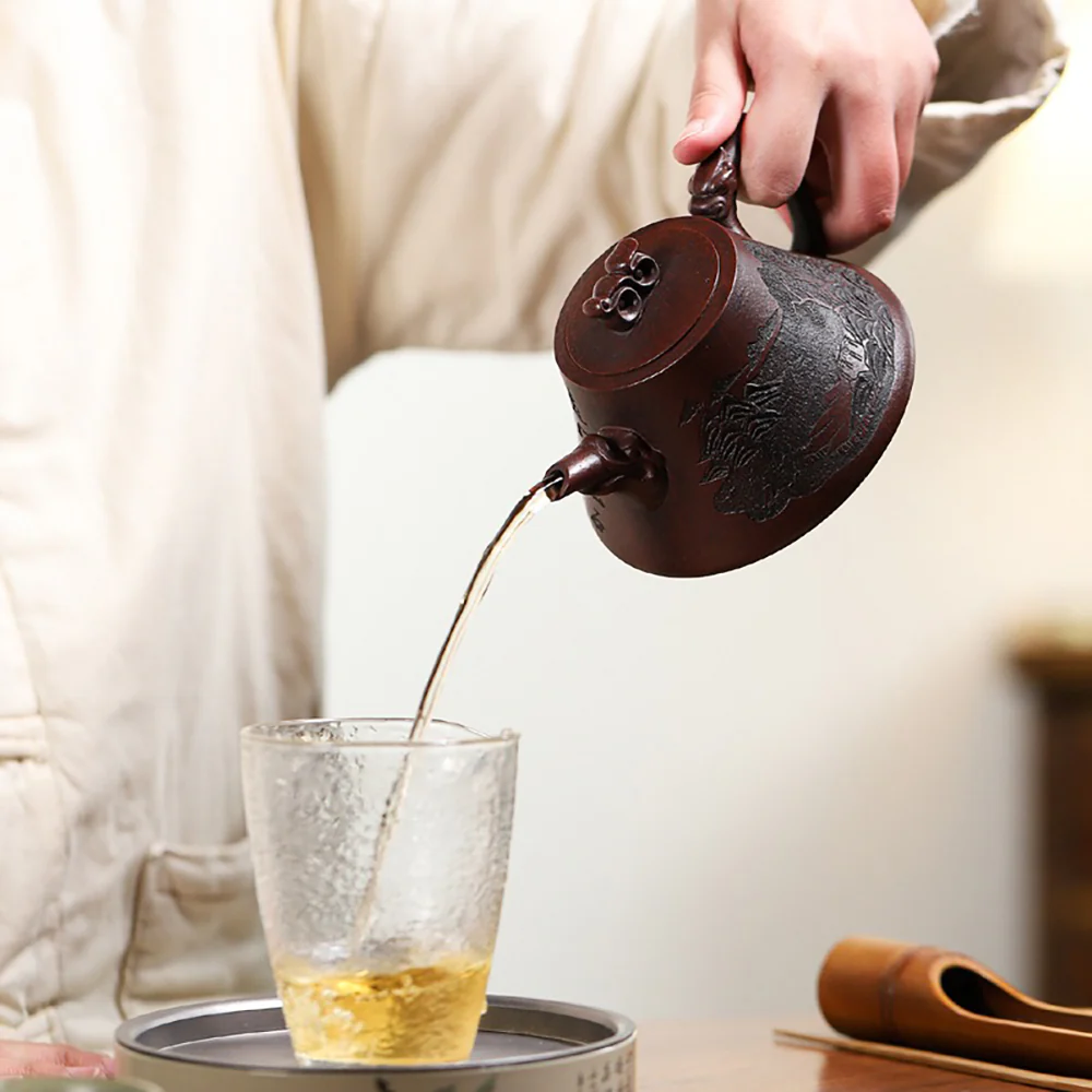 Yixing Purple Clay Landscape Ruyi Teapot - Image 5