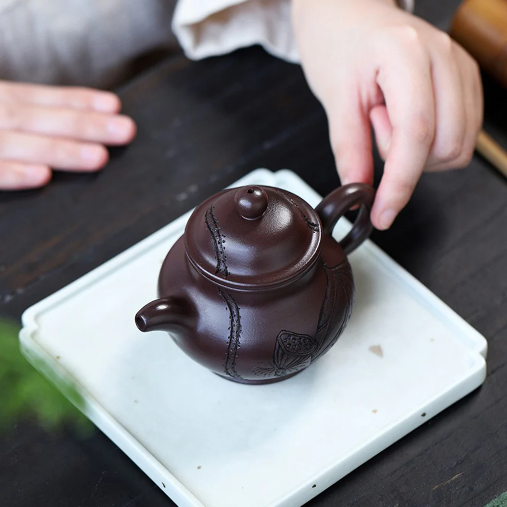Yixing Purple Clay Lotus Teapot - Image 3