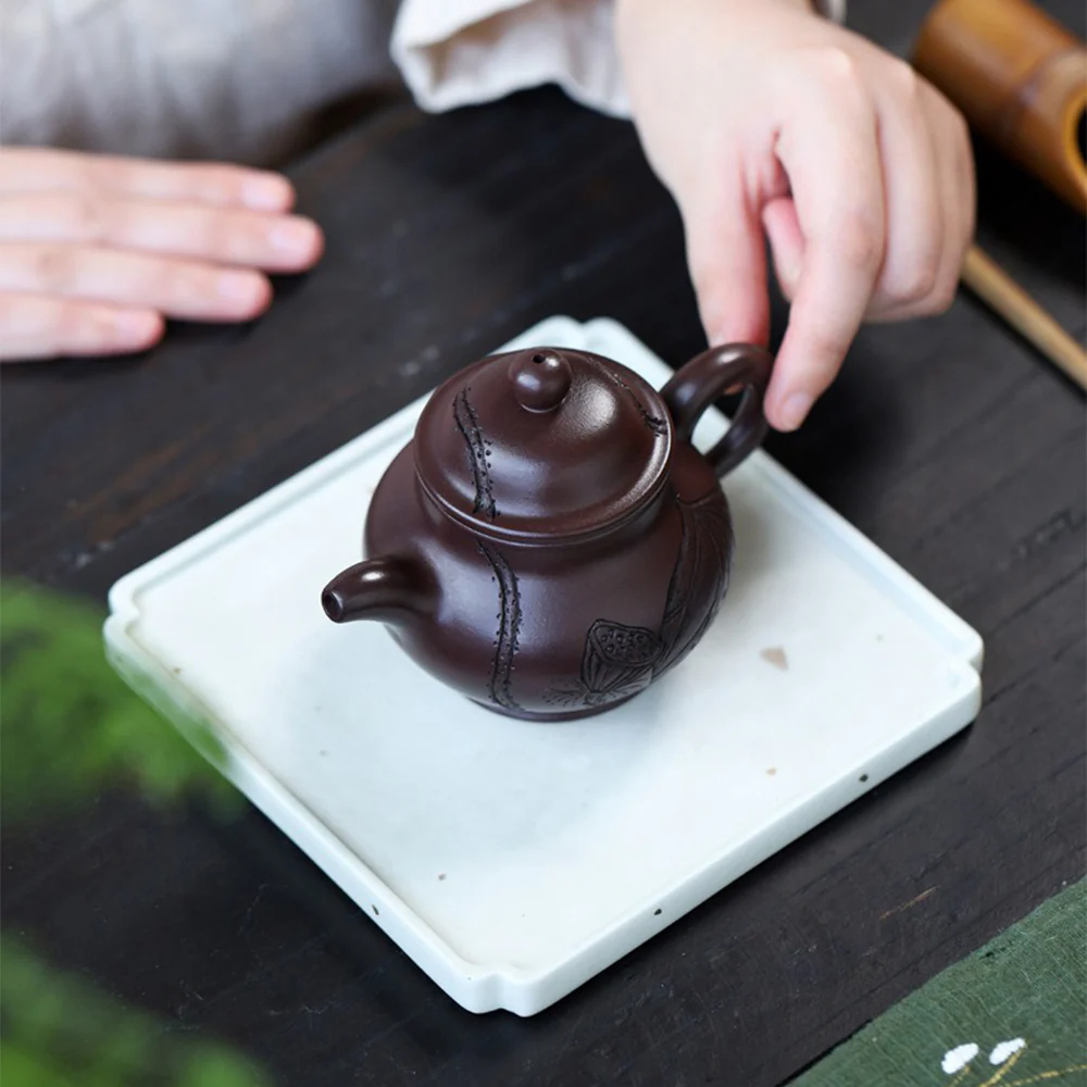 Yixing Purple Clay Lotus Teapot - Image 4