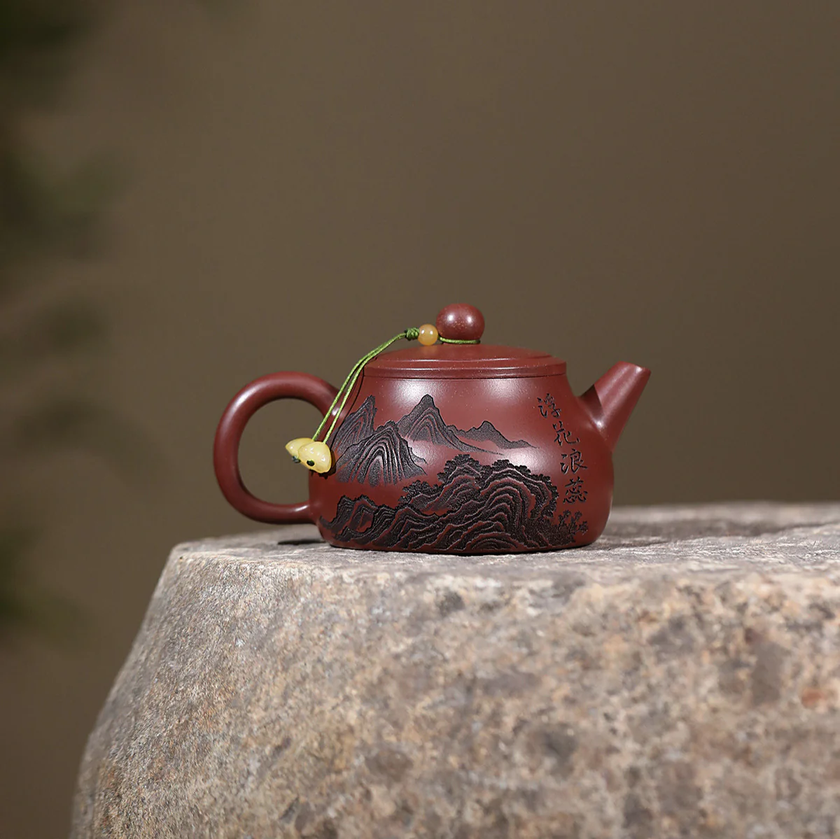 Yixing Purple Clay Peony Shi Piao Teapot - Image 3