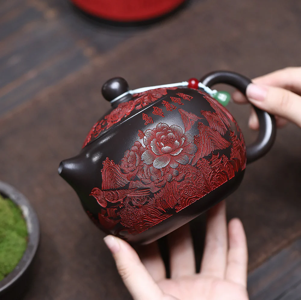 Yixing Purple Clay Peony Xi Shi Teapot - Image 3
